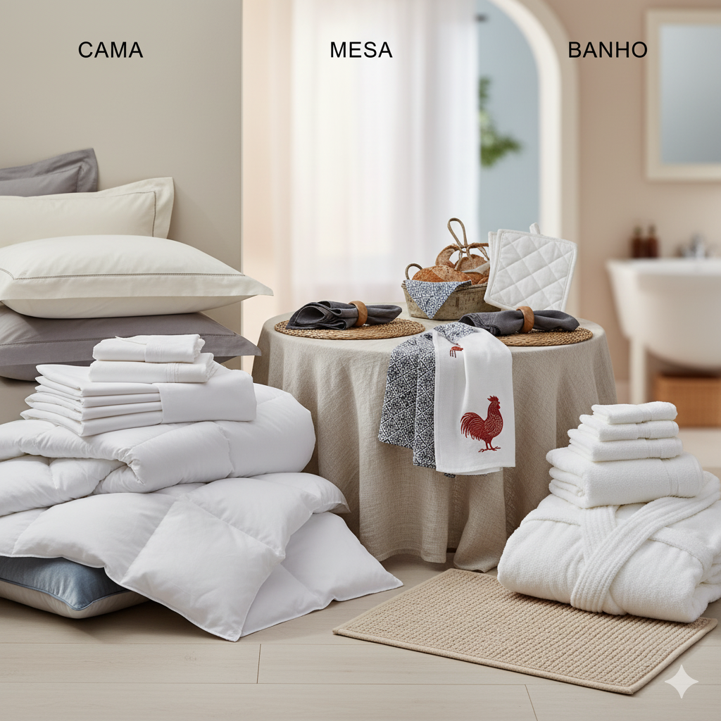 Cama, mesa e banho